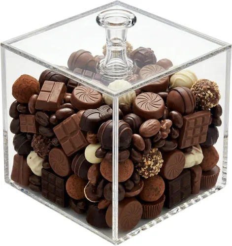 Miniatura 2 de Restaurantware Clear Tek - Caja de dulces de 3.9 x 3.9 x 3.9 pulgadas, 1 vitrina cuadrada, con tapa desmontable, almacena joyas de dulces o chicle