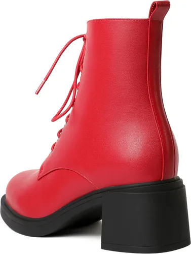 Miniatura 90 de ROSERWISH Botas altas de tacón bajo y grueso para mujer, con cordones, cómodas, modernas, con puntera redonda, de 2.5 pulgadas