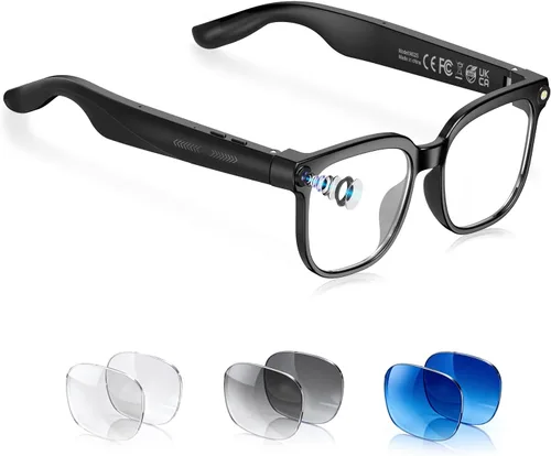 Lentes inteligentes AI con cámara, video HD 4K y captura de fotos, traducción en tiempo real, gafas de grabación con asistente de IA, reconocimiento