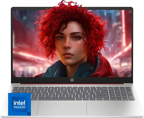 HP Portátil esencial de 15.6", procesador Intel N200 de 4 núcleos, 16 GB de RAM, 256 GB de almacenamiento (128 GB SSD+128 GB WOWPC USB), WiFi 6 y