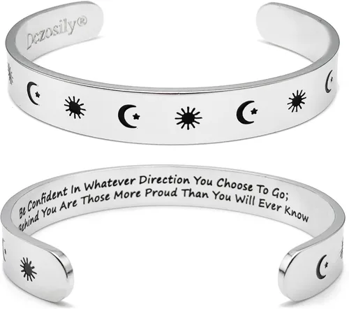 Miniatura 10 de Dczosily Pulseras inspiradoras para mujer, de acero inoxidable, pulseras motivacionales, regalos personalizados para mejores amigas