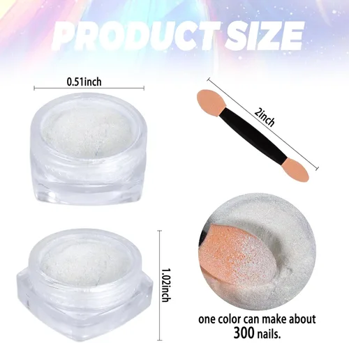 Miniatura 4 de Laza Polvo de Uñas Cromado Camaleón, 8 Colores Uñas Glaseadas Donut Pigmento Metálico con Efecto Espejo, Purpurina para Uñas Aurora Iridiscente Kit