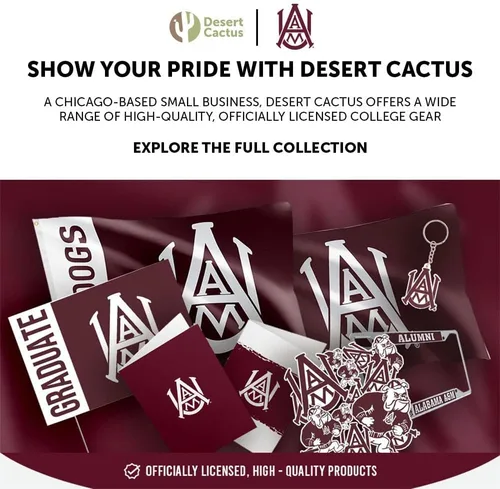 Miniatura 6 de Desert Cactus Alabama A&M University Baseball Hat Bulldogs AAMU Brimmed Embroidered Hats Cap Adjustable Cloth Strap Adult