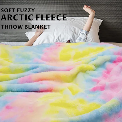 Miniatura 5 de MUGD Mantas suaves de forro polar manta mullida y suave para niños manta cálida para cama Multi Rainbow