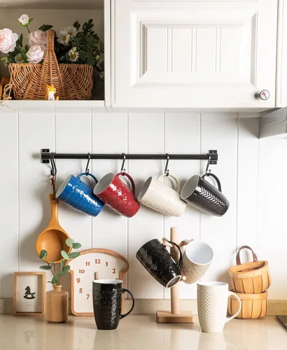 Miniatura 8 de AmorArc Juego de 6 tazas de café extragrandes de cerámica de 20 onzas con patrones geométricos texturizados para café, té, cerveza, cacao caliente