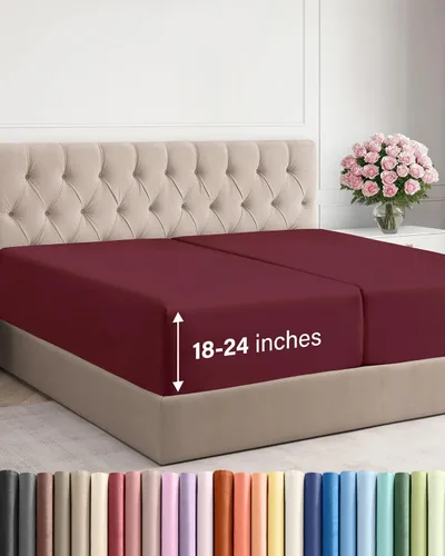 Miniatura 138 de Sábana bajera ajustable extra profunda tamaño completo – Sábana bajera individual de lujo para hotel únicamente – Se adapta fácilmente a colchones