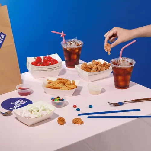 Miniatura 6 de Fit Meal Prep Paquete de 125 bandejas de papel de 1 libra para alimentos desechables de alta resistencia, bandeja de nachos blancos para fiestas