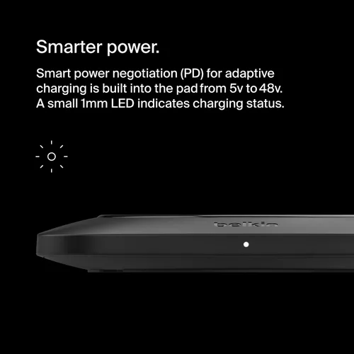 Miniatura 6 de Belkin Cargador inalámbrico de 15 W con certificación Qi, no magnético, fácil de alinear, almohadilla de carga inalámbrica rápida, cargador compacto