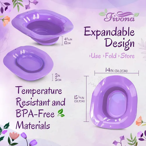 Miniatura 6 de Fivona Yoni - Kit de vapor 3 en 1 paquete de asiento de vapor expandible para bolsa de almacenamiento de inodoro y mezcla de hierbas de luna azul