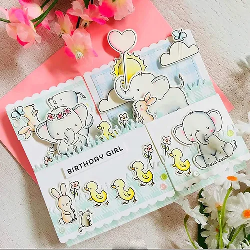 Miniatura 6 de Troqueles con sello de elefante de amigos con sello de elefante, troqueles de corte en relieve, plantilla 3D, troqueles de corte de metal