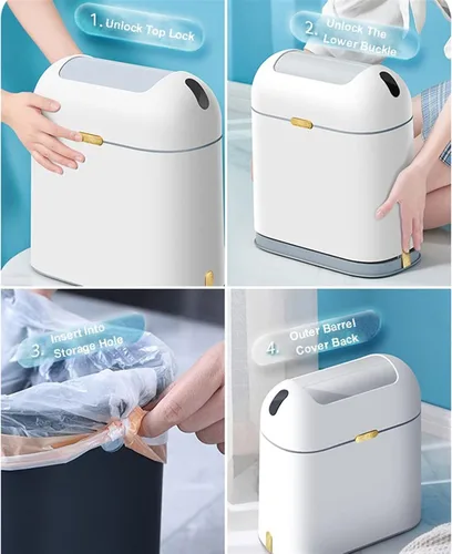 Miniatura 5 de HIHELO Cubo de basura inteligente para baño, cubo de basura eléctrico automático de inducción con tapa, contenedor de basura con sensor de gran