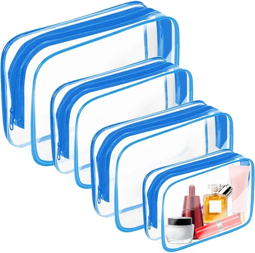 Miniatura 14 de Bolsa de maquillaje transparente AURUZA, bolsas de aseo portátiles para viajes con cremallera, bolsas organizadoras transparentes aprobadas por
