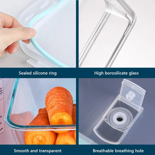 Miniatura 5 de Paquete de 2 recipientes de almacenamiento de vidrio grandes de 87.9 fl oz/88 onzas con tapas, juego de recipientes de alimentos para preparación