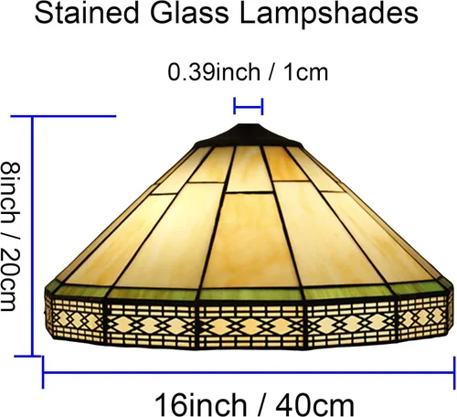 Miniatura 6 de Pantalla de repuesto de 16 pulgadas estilo Tiffany con pantalla amarilla Mission solo con tapa para lámpara de mesa, luz colgante, lámpara de pie
