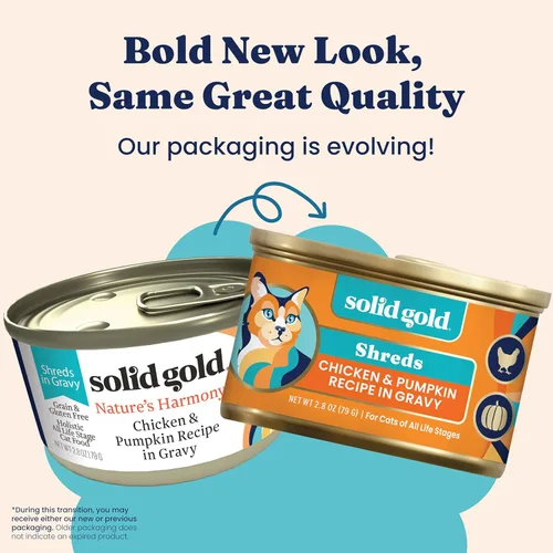 Miniatura 3 de Solid Gold comida húmeda para gatos desmenuzada con salsa - Comida enlatada saludable para gatos hecha con pollo real y calabaza en trocitos