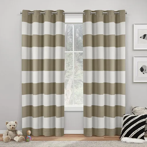 Miniatura 9 de Exclusive Home Sateen Rugby - Par de paneles de cortinas opacas con ojales en la parte superior, de sarga a rayas, para oscurecer la habitación, 52