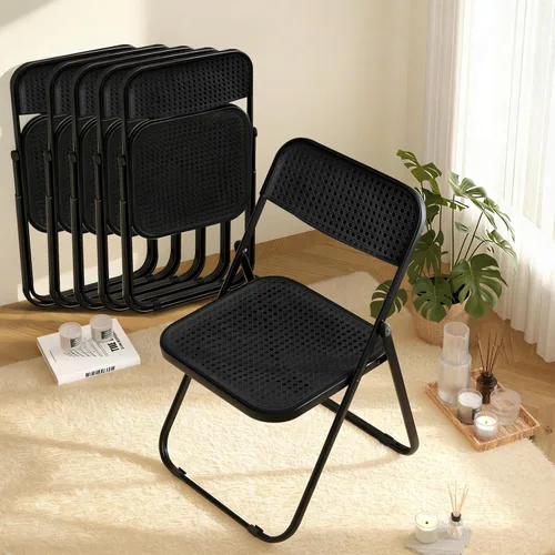 Miniatura 13 de Paquete de 2 sillas plegables de plástico, sillas plegables de plástico, sillas de fiesta portátiles para interiores y exteriores, asientos