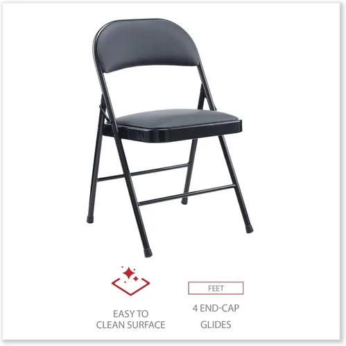 Miniatura 5 de Alera Alera Silla plegable acolchada de poliuretano, soporta hasta 250 libras, asiento negro, respaldo negro, base negra, 4 por caja