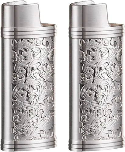 Mini cubierta de metal para encendedor de barra, funda decorativa portátil de viaje, funda decorativa retro creativa con cadena, funda vintage