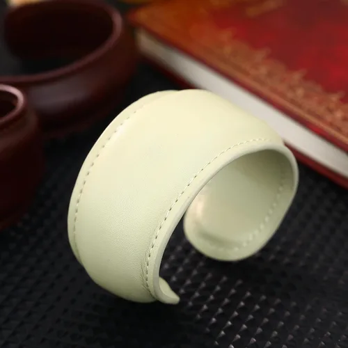 Miniatura 7 de EVEYE Pulsera de cuero marrón vintage 2026, brazalete abierto de cuero ancho, joyería retro