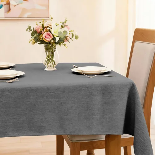 Mantel rectangular de 55 x 95 pulgadas, impermeable, resistente a las manchas y a las arrugas, lavable, mantel de lino sintético resistente, mantel