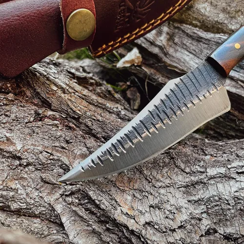 Miniatura 4 de Cuchillo de despellejamiento artesanal Titan International Knives de acero Carbon 1080 Cuchillo de hoja fija con revestimiento