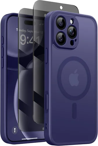 Miniatura 35 de GolbinBox Funda magnética para iPhone 15 Pro, compatible con MagSafe, protección completa de la cámara, protector de pantalla de privacidad