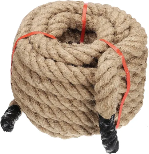 PATIKIL Cuerda de yute trenzada de 1-1/2 pulgadas x 50 pies, cuerda de yute gruesa natural, cuerda de arpillera para muelles, barandillas,