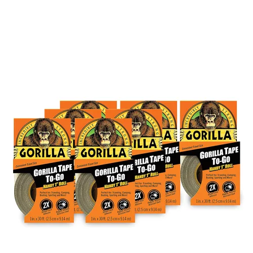 Gorilla 6100101-7 Cinta adhesiva para llevar, 1" x 10 yardas, negro, (paquete de 7), paquete de 7, 7 unidades