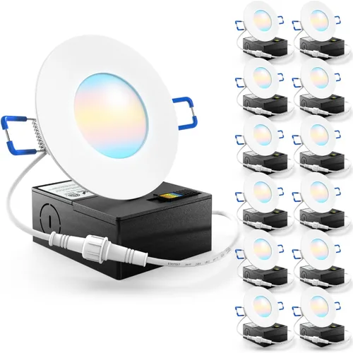 Miniatura 9 de Sunco - Paquete de 12 luces LED empotrables de 4 pulgadas, luz de techo delgada sin lata, 650 LM, 10W, CCT seleccionable