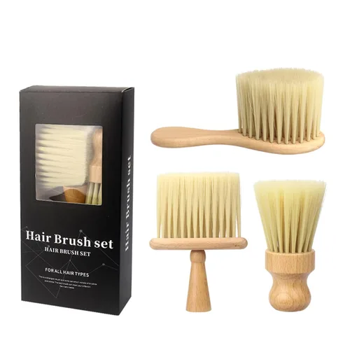 Miniatura 6 de 3 paquetes de cepillo profesional para peluquero para el cuello, limpieza de pelo, cerdas de nailon ultra suaves, cepillo para quitar el pelo suelto