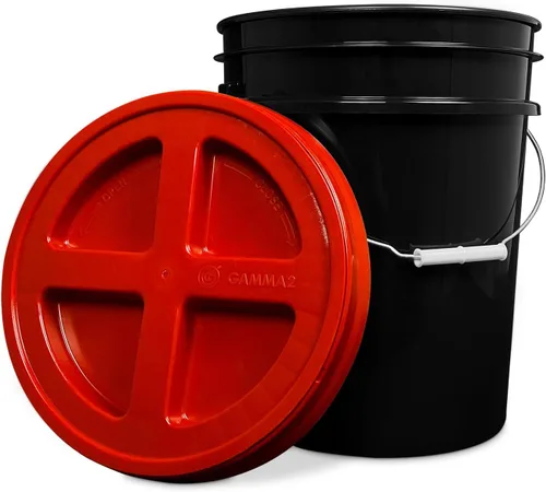 Miniatura 18 de ePackageSupply Cubo blanco de 5 galones con rosca de sello gamma rojo en la tapa hermética, fabricado en Estados Unidos, grado alimenticio, plástico