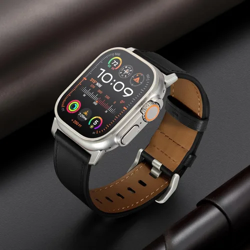 Miniatura 4 de UUPWPOKT - Correa de cuero compatible con Apple Watch Ultra 3/2/1 de 49/46/45/44/42 mm, correa de cuero genuino para iWatch Ultra Series 11 10 9 8 7