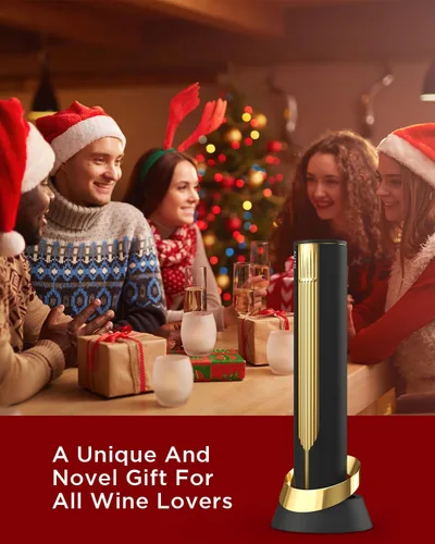 Miniatura 7 de Newise Abridor de Vino Eléctrico Recargable con Base de Carga y Cortador de Papel de Aluminio, Sacacorchos Automático para 60 Botellas, Regalo