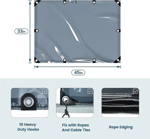 Miniatura 2 de Cubierta universal para carretilla elevadora transparente tintada – Cubierta de protección UV contra la lluvia – Materiales de vinilo resistentes e