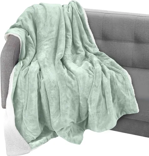 Elegant Comfort Manta reversible de franela sherpa, ultrasuave, mullida, acogedora y afelpada, manta decorativa ligera para todas las estaciones, 50
