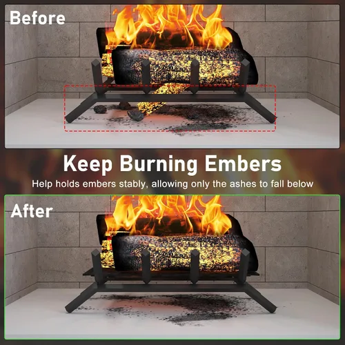 Miniatura 4 de Flamorrow Retenedor de brasas para rejillas de chimenea de 12 x 7.5 pulgadas, malla de retención de brasas de metal para chimenea, evita que