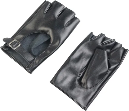 Miniatura 4 de Long Keeper Guantes sin dedos para mujer, guantes de piel sintética de medio dedo, guantes sin forro para motocicleta, ciclismo, conducción, sin