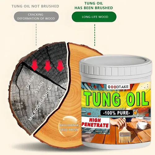 Miniatura 4 de GOODTAKE Aceite Pure Tung, acabado de aceite Tung prémium con cepillo, sellador de madera de aceite Pure Tung para madera desnuda sin terminar, como