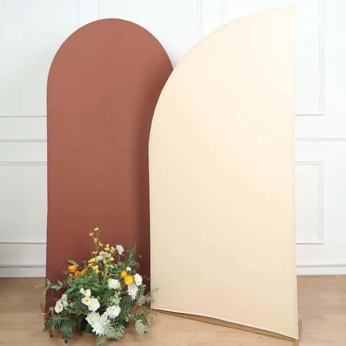 Miniatura 190 de Efavormart - Juego de 4 fundas de elastano beige para arco de media luna, fundas de telón de fondo Chiara de 2.5 pies a 7 pies para escenarios