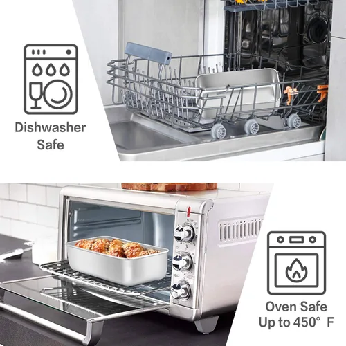 Miniatura 3 de E-far Molde para hornear pan, moldes de acero inoxidable de 9 x 5 pulgadas, utensilios de metal para hornear pan, pastel de carne, torta, brownies