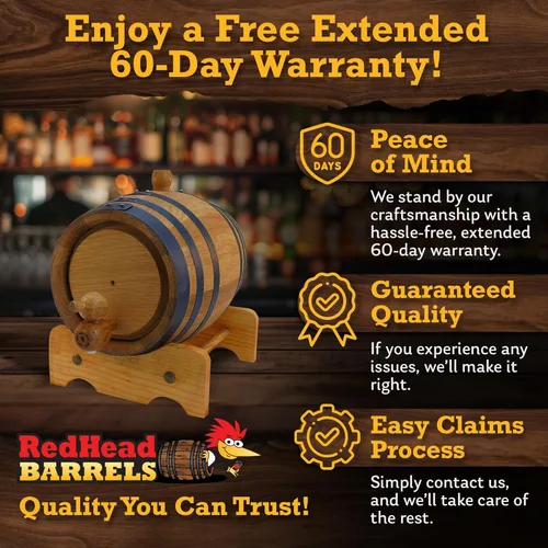 Miniatura 5 de Red Head Barrels - Barriles de Roble Premium Grado Destilería de 2 L para Envejecer Whisky, Ron y Más, Ideal para Barril de Whisky o Barril de Vino