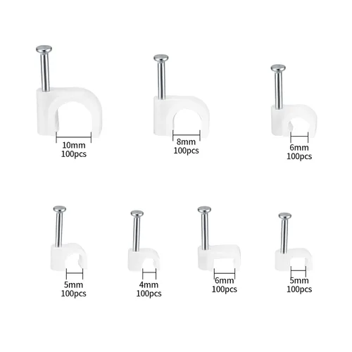 Miniatura 2 de 700 clips de cable con clavos de acero, clips de gestión de cables de cable, cable Ethernet blanco/cable coaxial/soporte de cable de cable, clips