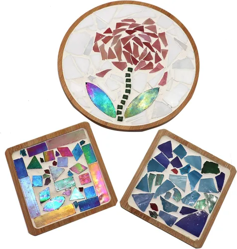 Miniatura 7 de LITMIND Azulejos de mosaico de vidrio irregulares de la serie blanca para manualidades de arte, suministros de fabricación de mosaicos de 9 onzas