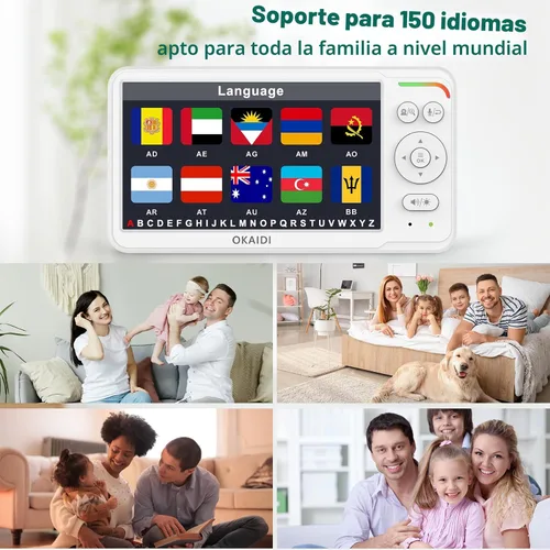 Miniatura 3 de OKAIDI Monitor de bebé con cámara y audio, pantalla IPS de 6 pulgadas con batería de 30 horas, rango de 1000 pies, visión nocturna, monitor de bebé