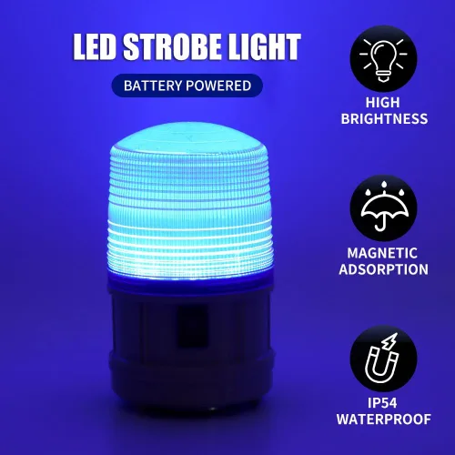 Miniatura 2 de Faro de advertencia LED de 6", luz estroboscópica de emergencia que funciona con pilas, lámpara magnética de advertencia de seguridad intermitente