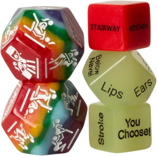 Miniatura 8 de Juego de 5 dados sexuales para mujeres, LGBTQ+ para parejas, juego sexual de orgullo. Dados de amor traviesos, noche de juego para adultos