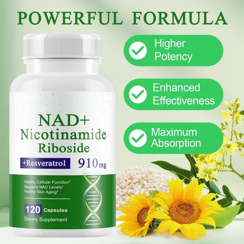 Miniatura 4 de A r b c r n Suplemento de 240 cápsulas, nicotinamida ribósido resveratrol 910mg para hombres y mujeres, suplemento NR para enfoque energético