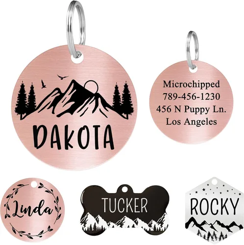 Miniatura 23 de Ultra Joys - Etiquetas de identificación de mascotas de acero inoxidable - Grabado personalizado en la parte delantera y trasera, etiquetas