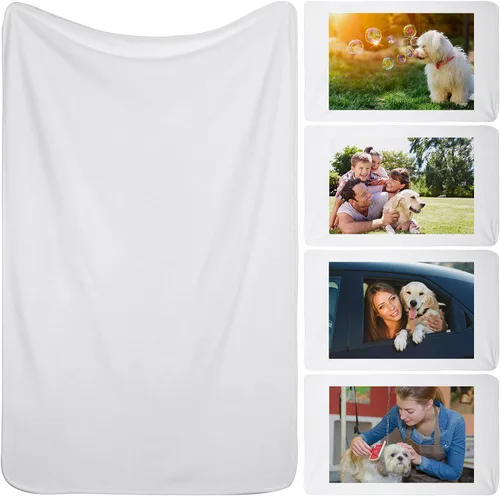 Nuanchu 1 manta de sublimación para bebé de 31 x 47 pulgadas, manta de sublimación blanca personalizada de franela suave ligera para vacaciones,